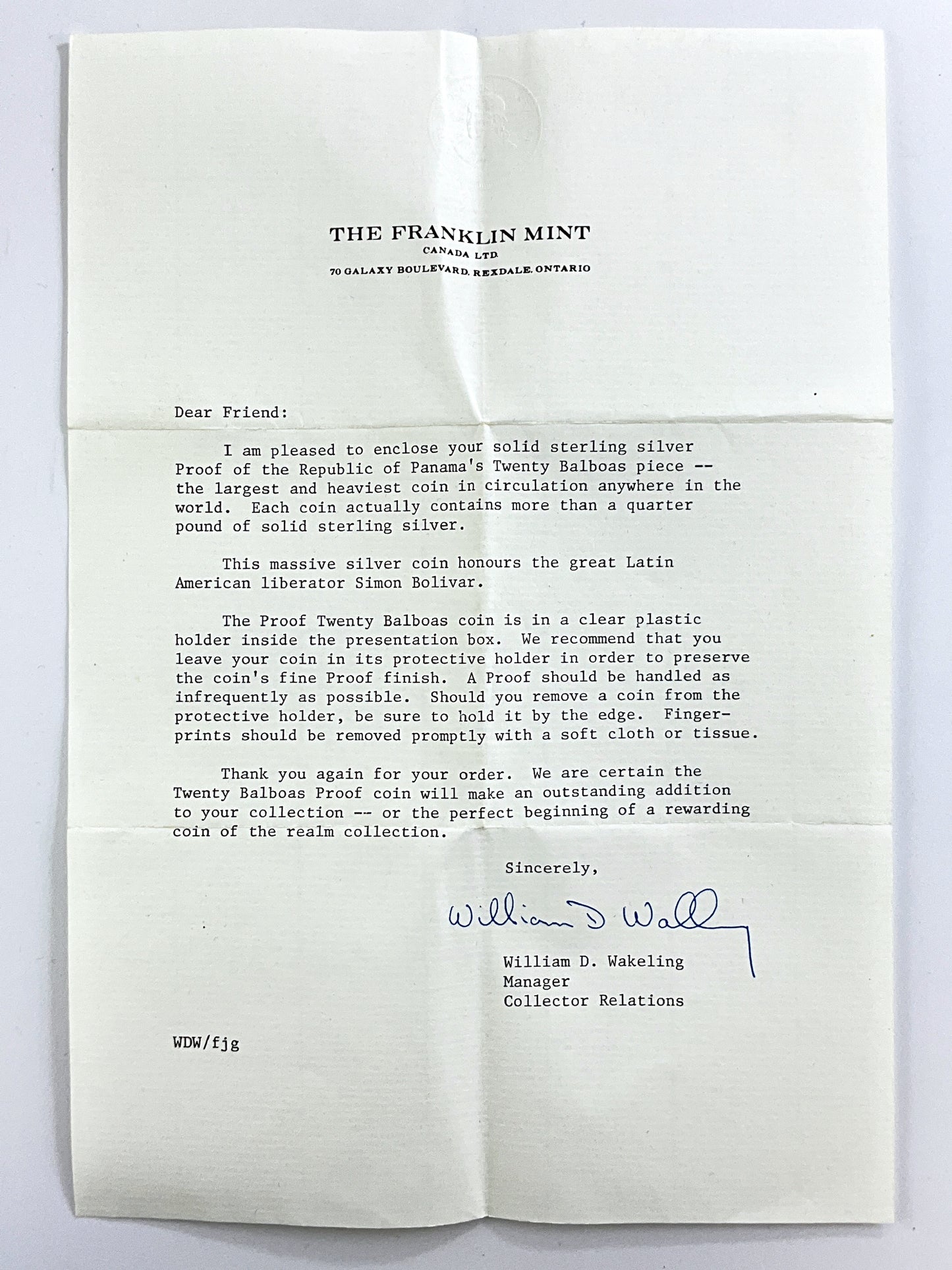 3.895 ozt 1974 Panama Bolivar $20 Balboas