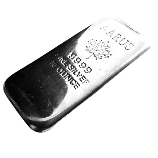 10 ozt AARUS Cast Poured 999 Silver Bar