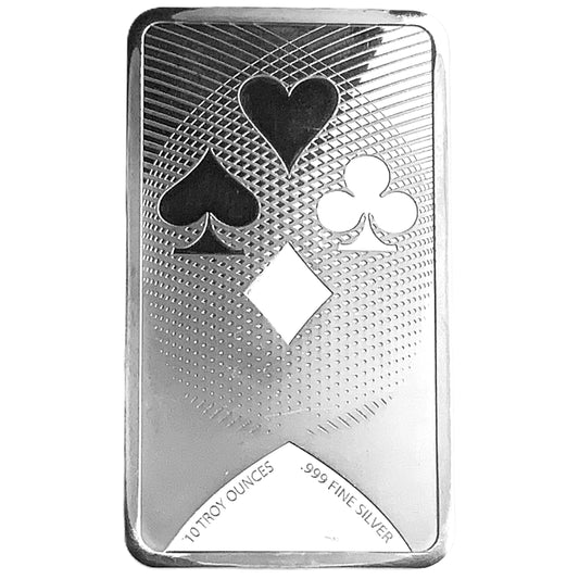 10 ozt Ace of Spade 999 Bullion Silver Bar
