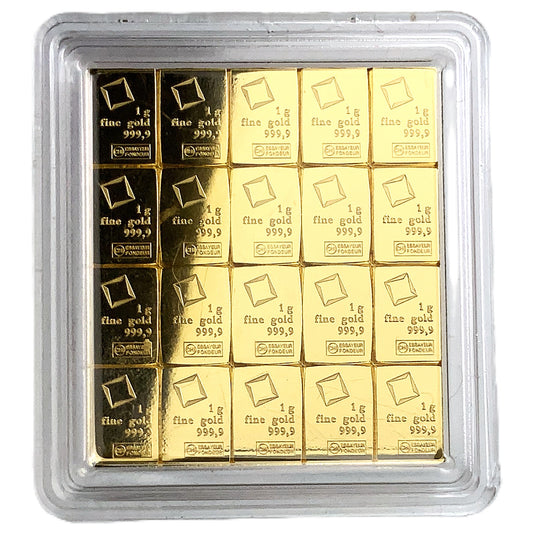 20 gram (20 x 1g) Valcambi 9999 Gold Bar
