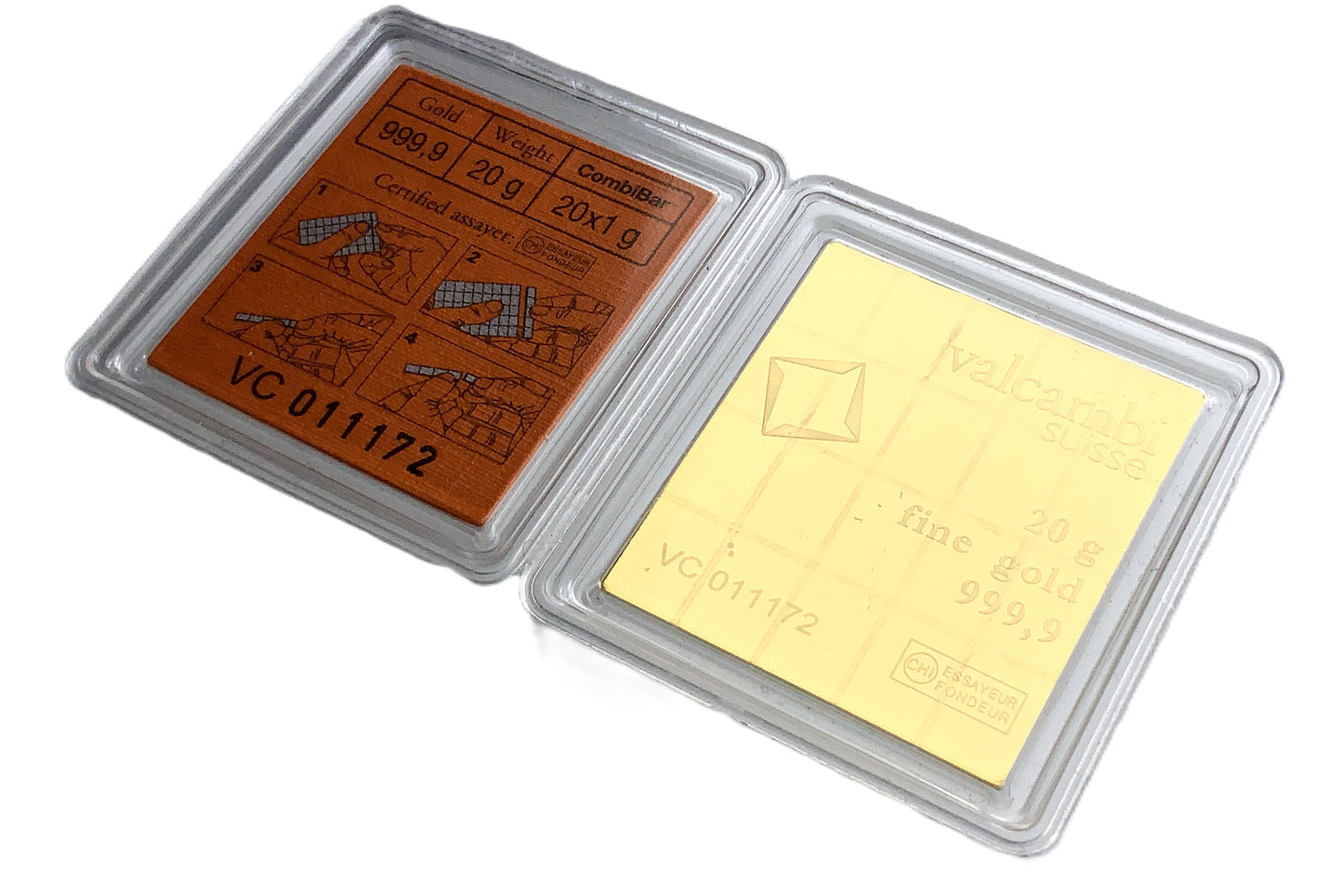 20 gram (20 x 1g) Valcambi 9999 Gold Bar