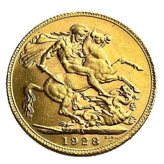 .2355 ozt 1928 King George V Sovereign Gold