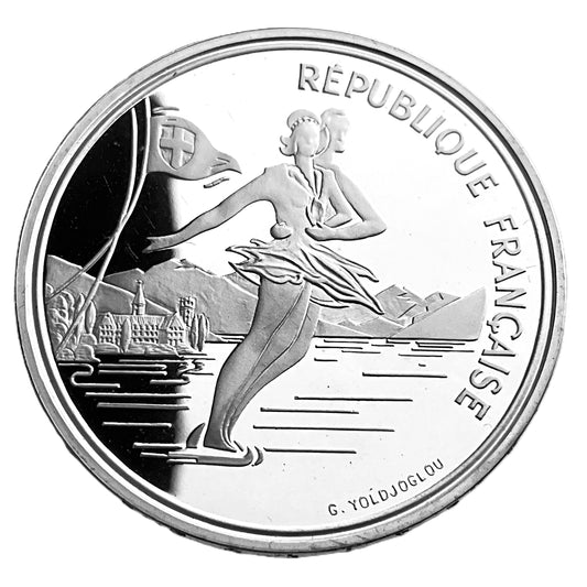 .6424 ozt Figure Skating Silver 100 Francs