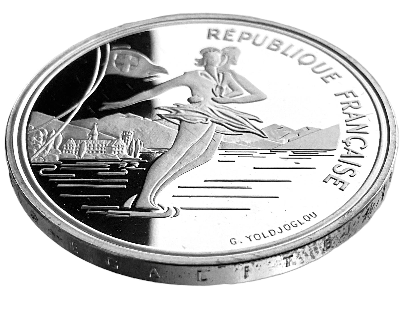 .6424 ozt Figure Skating Silver 100 Francs