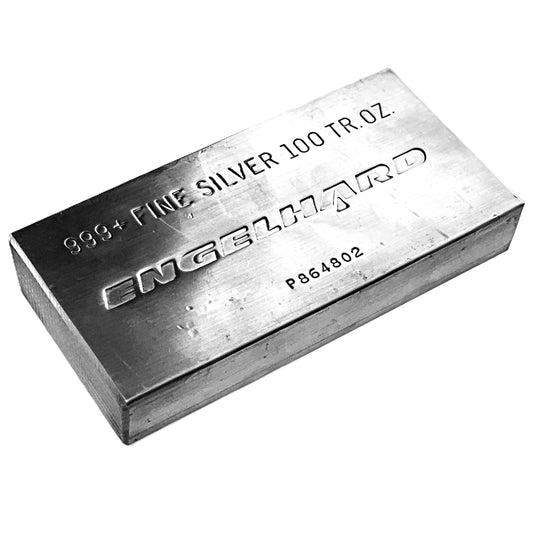 100 ozt Vintage Engelhard 999 Silver Bar