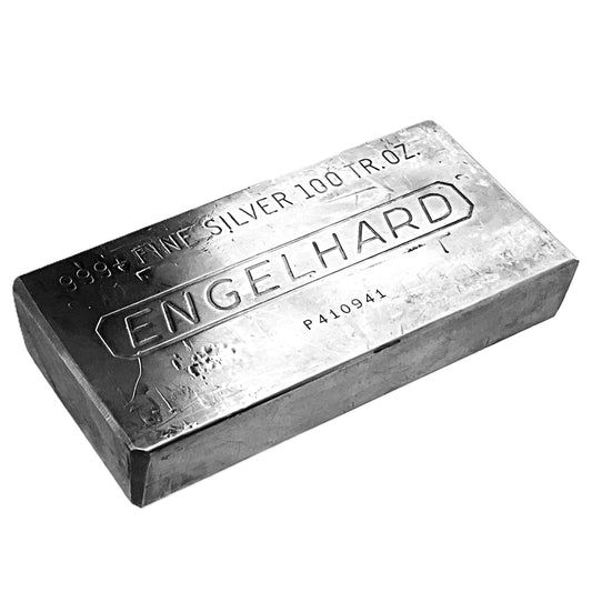 100 ozt Vintage Engelhard 999 Silver Bar