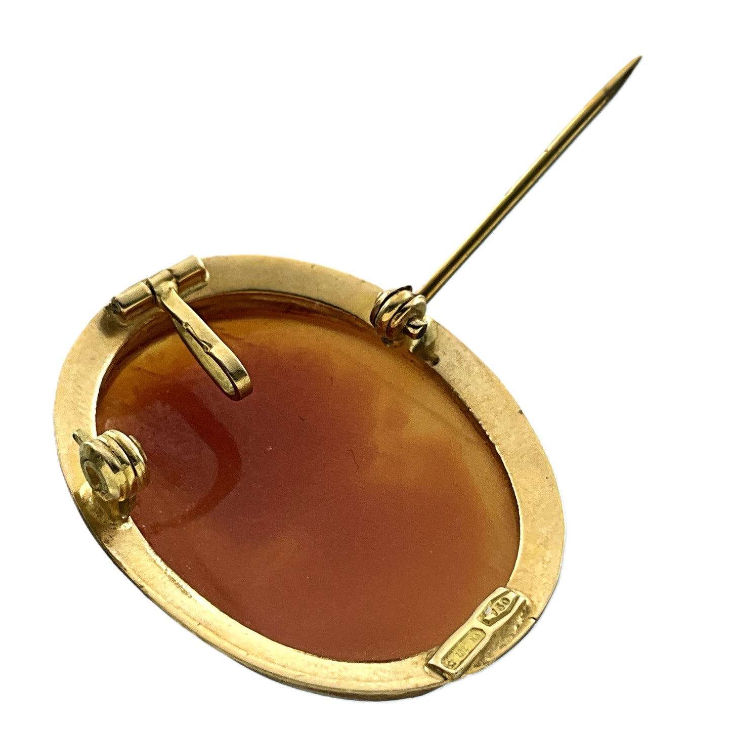 18K Yellow Gold Cameo Bail Pendant Brooch AU337