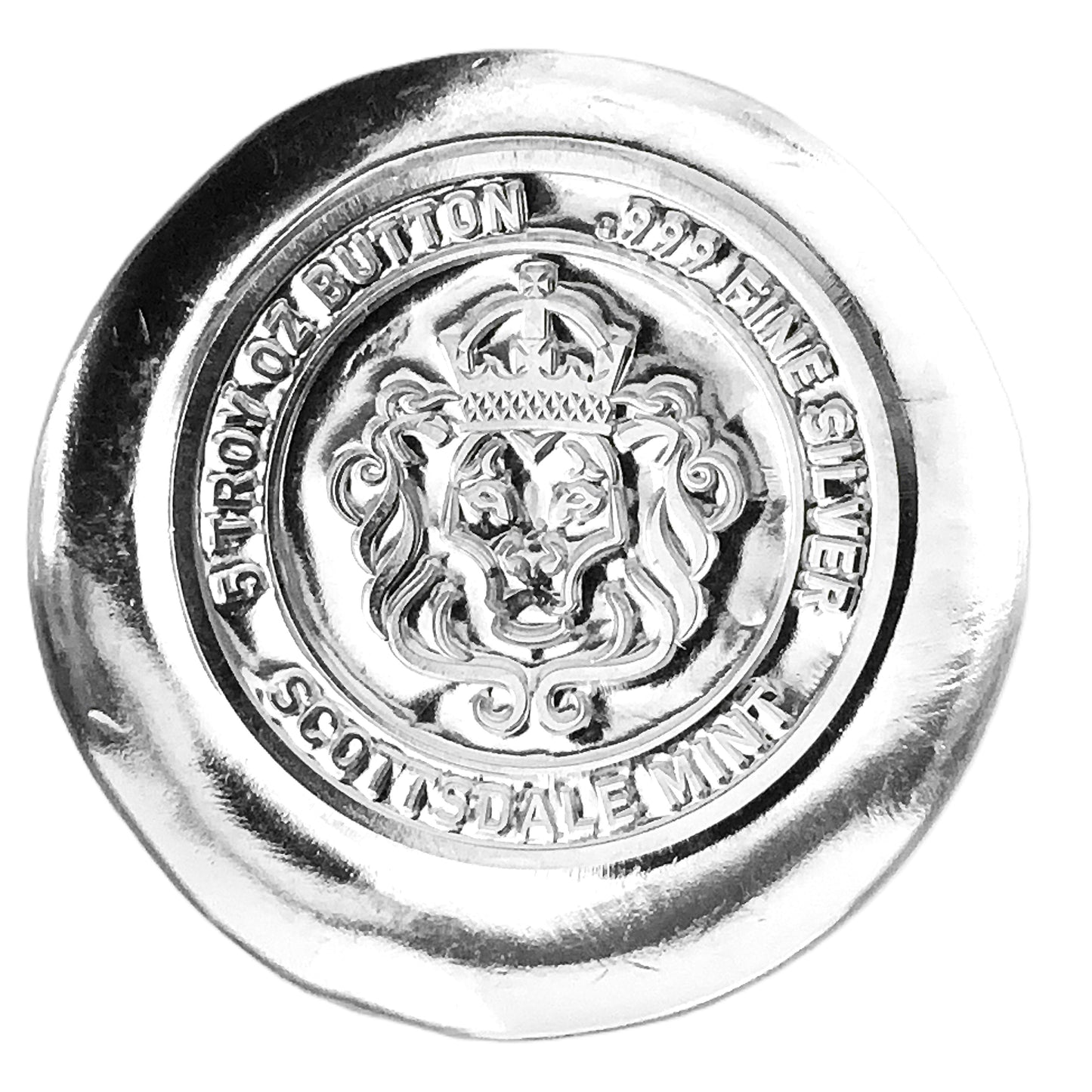 5 ozt Scottsdale Poured Lion 999 Silver Button