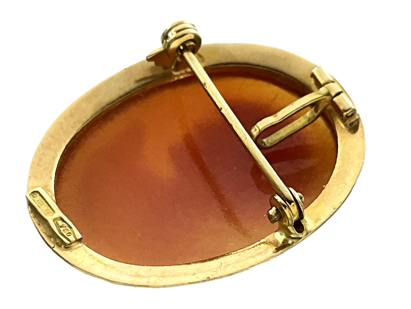 18K Yellow Gold Cameo Bail Pendant Brooch AU337