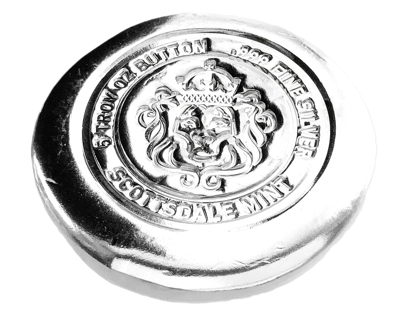 5 ozt Scottsdale Poured Lion 999 Silver Button