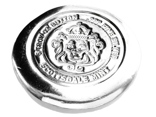 5 ozt Scottsdale Poured Lion 999 Silver Button