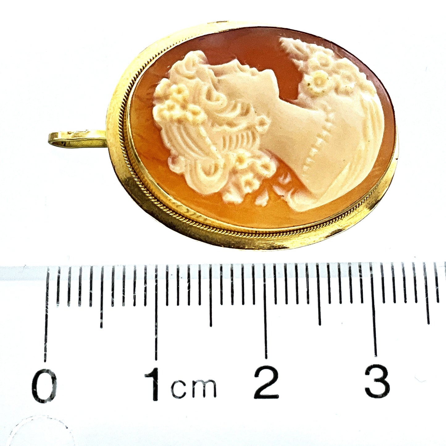 18K Yellow Gold Cameo Bail Pendant Brooch AU337