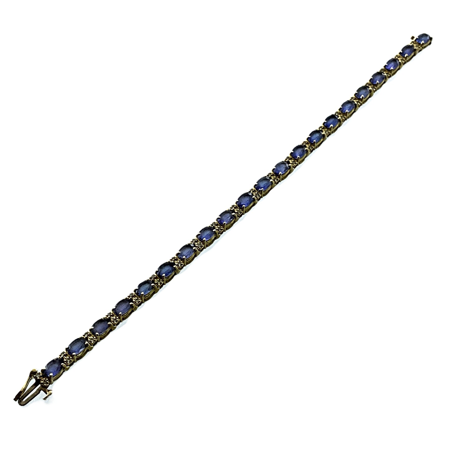 14K Yellow Gold Diamond Tanzanite Tennis Bracelet AU338