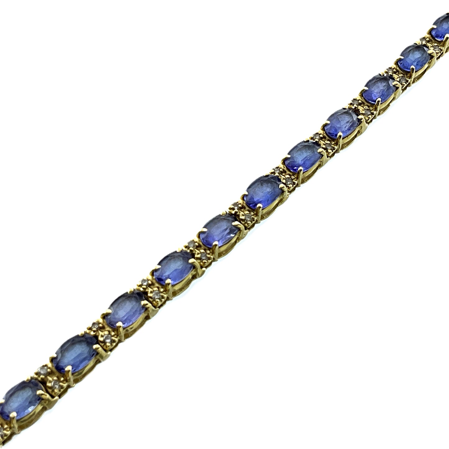 14K Yellow Gold Diamond Tanzanite Tennis Bracelet AU338
