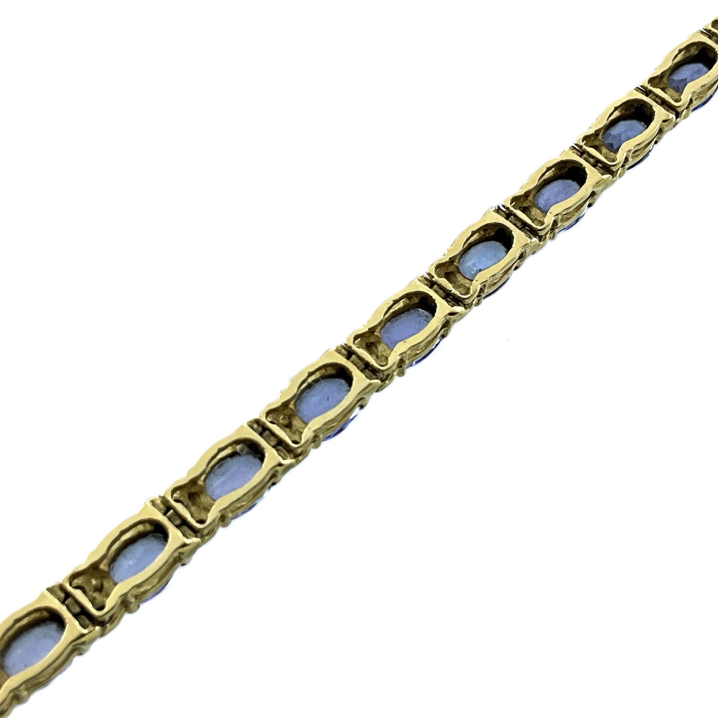 14K Yellow Gold Diamond Tanzanite Tennis Bracelet AU338