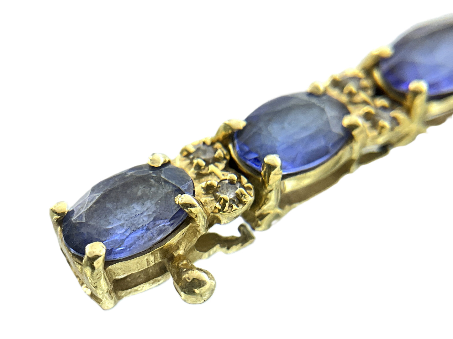 14K Yellow Gold Diamond Tanzanite Tennis Bracelet AU338