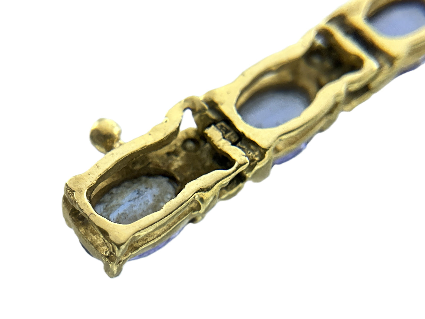 14K Yellow Gold Diamond Tanzanite Tennis Bracelet AU338