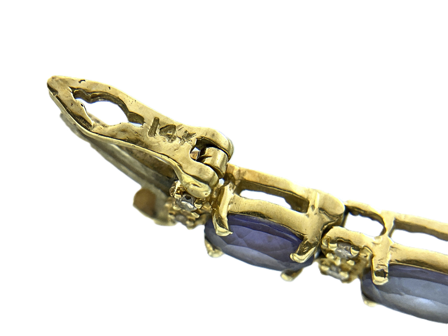 14K Yellow Gold Diamond Tanzanite Tennis Bracelet AU338