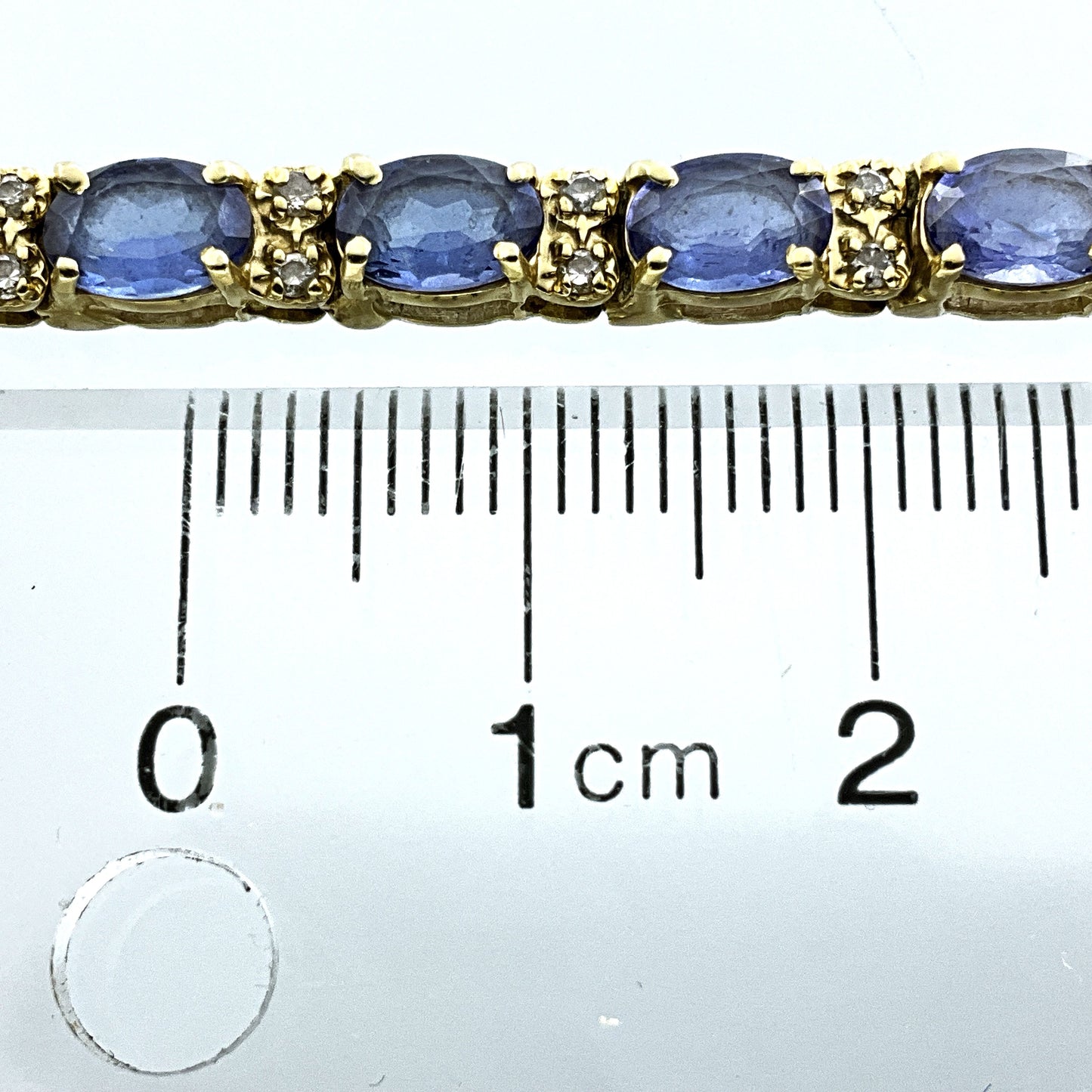 14K Yellow Gold Diamond Tanzanite Tennis Bracelet AU338