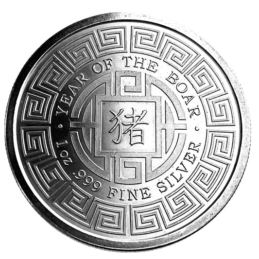 1 ozt Year of the Boar 999 Silver Round