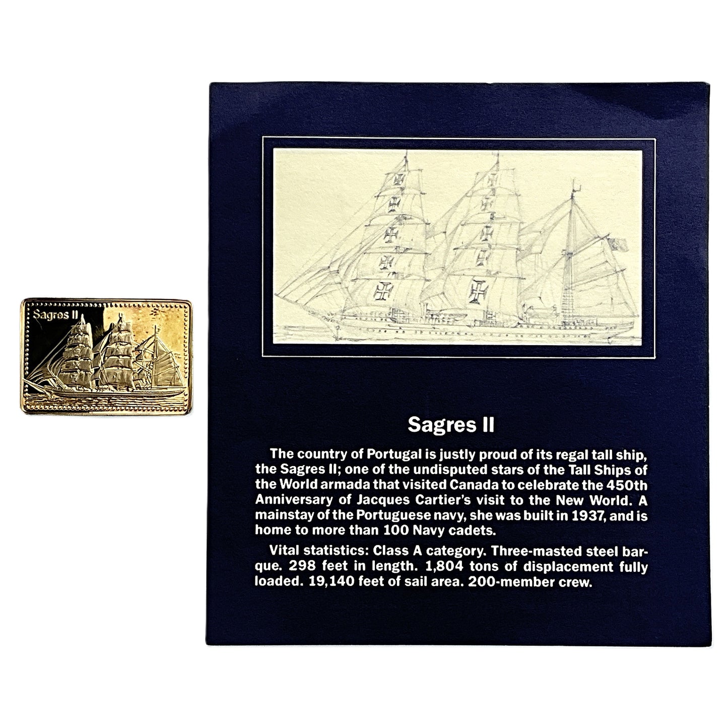 .500 ozt Sagres II Tall Ship 999 Silver