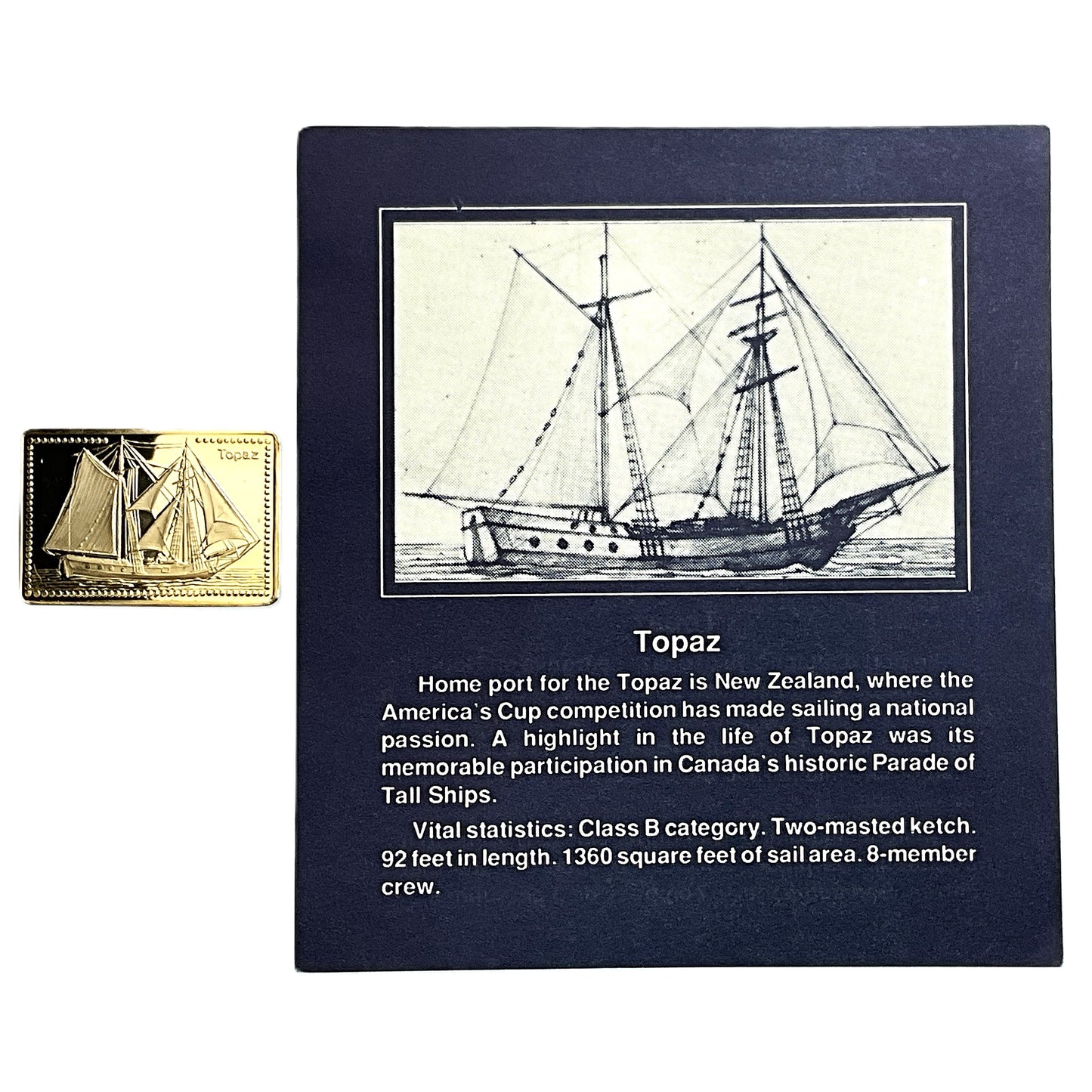 .500 ozt Topaz Tall Ship 999 Silver