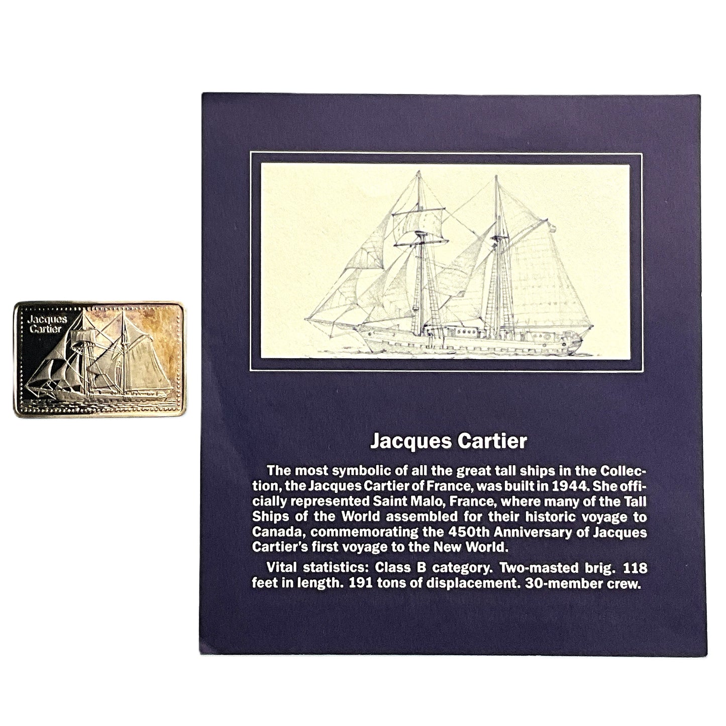 .500 ozt Jacques Cartier Tall Ship 999 Silver