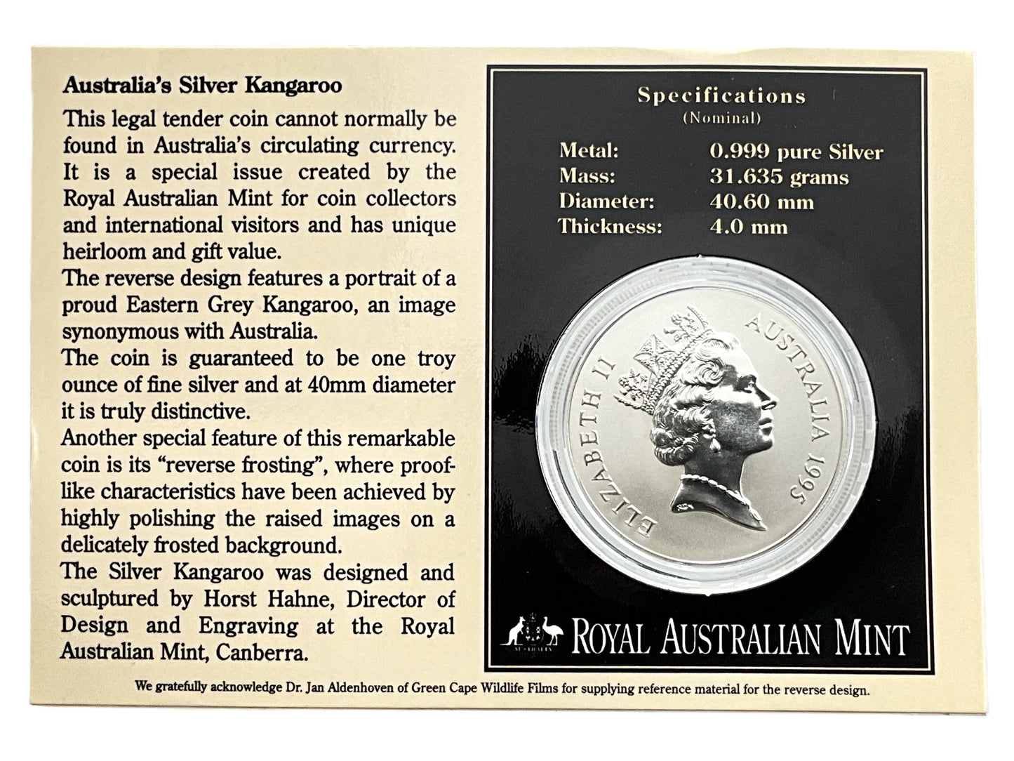 1 ozt Australia Grey Kangaroo 999 Silver $1