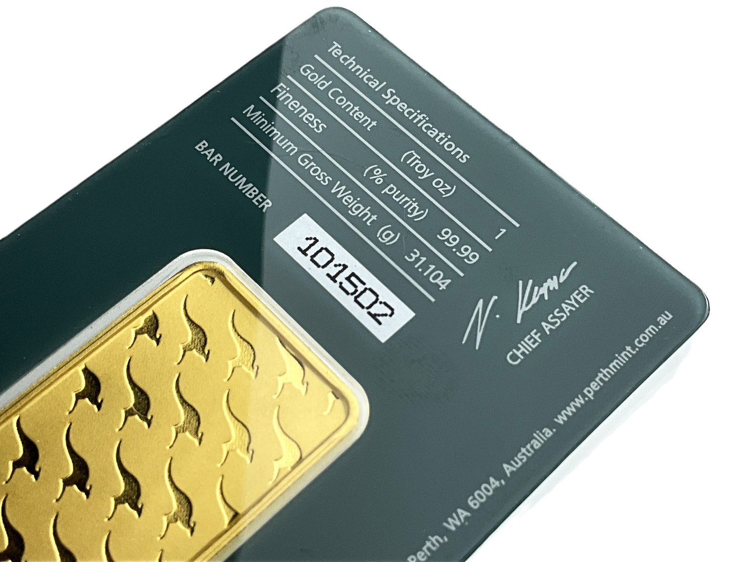 1 ozt Australia Perth Mint Gold 9999 Bar
