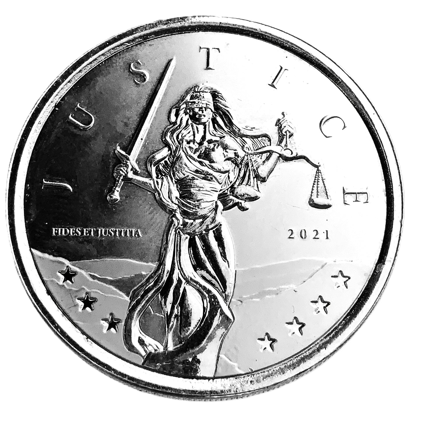 1 ozt Gibraltar Justice 999 Silver £1 Coin