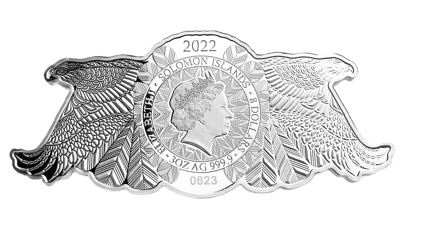 3 ozt Shadow Hunter Hawk 9999 Silver $8 Coin
