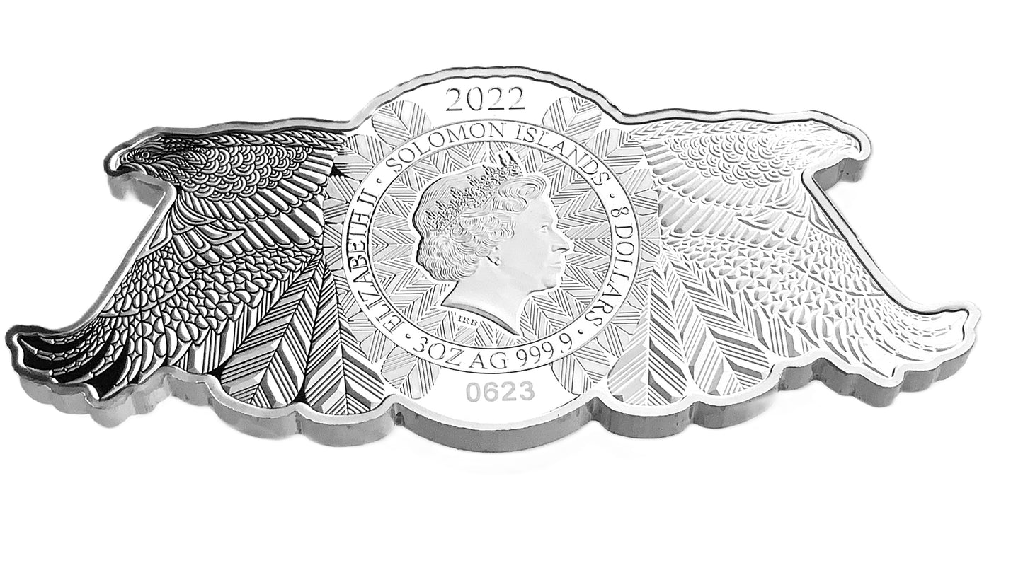 3 ozt Shadow Hunter Hawk 9999 Silver $8 Coin