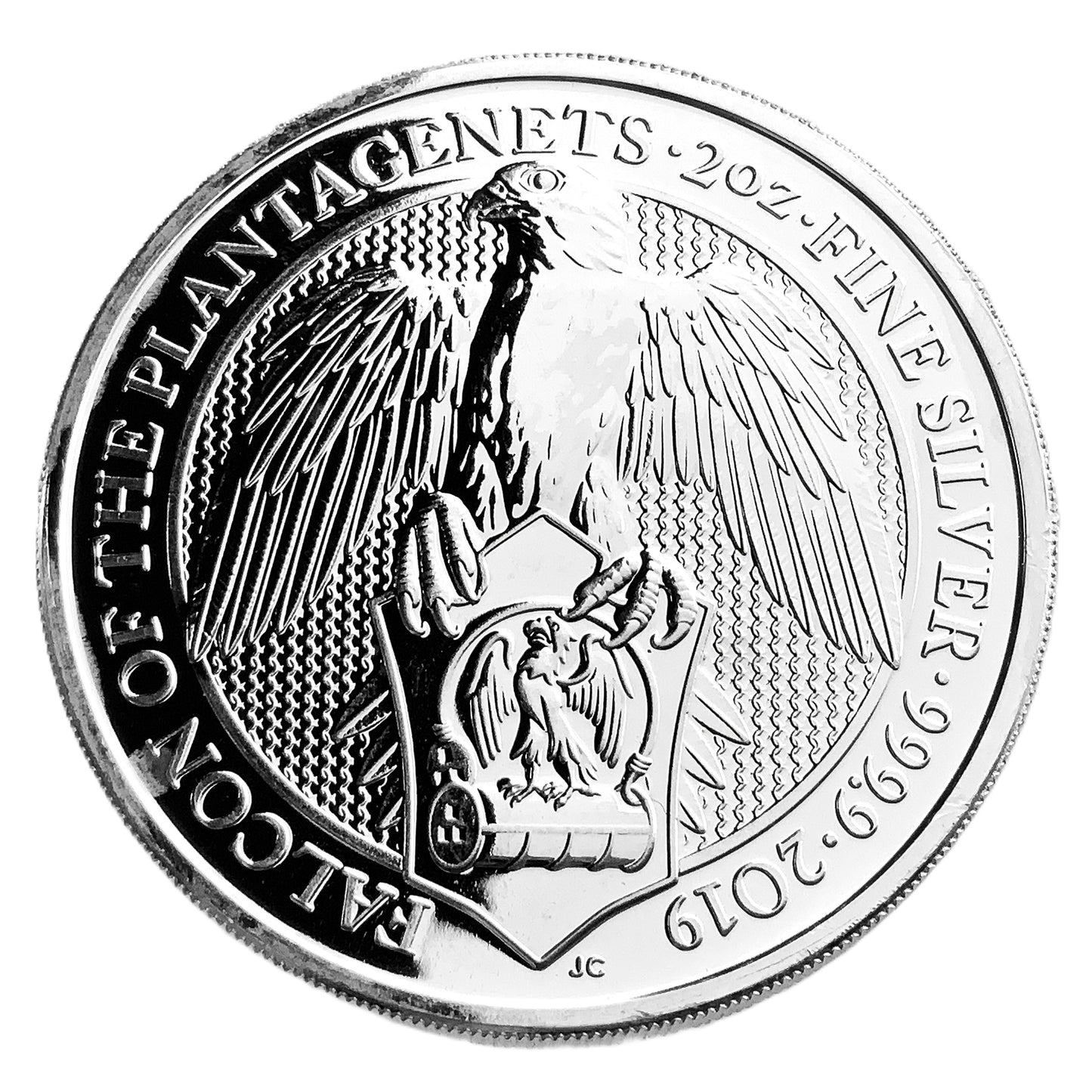 2 ozt Queen Beast Falcon Plantagenets 9999 Silver £5 Coin