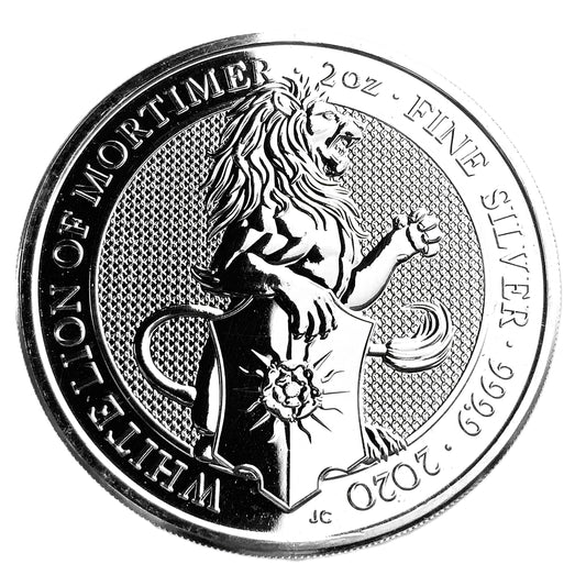2 ozt Queen Beast Lion of Mortimer 9999 Silver £5 Coin