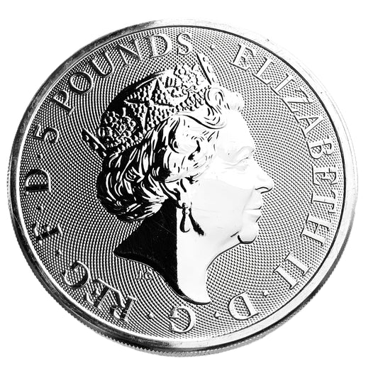 2 ozt Queen Beast Lion of Mortimer 9999 Silver £5 Coin