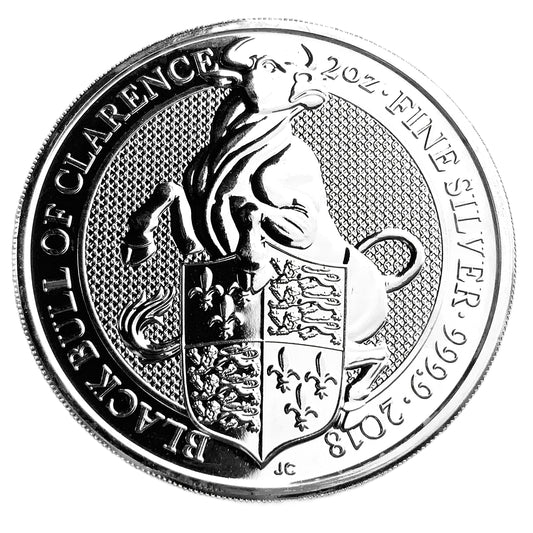 2 ozt Queen Beast Black Bull of Clarence 9999 Silver £5 Coin