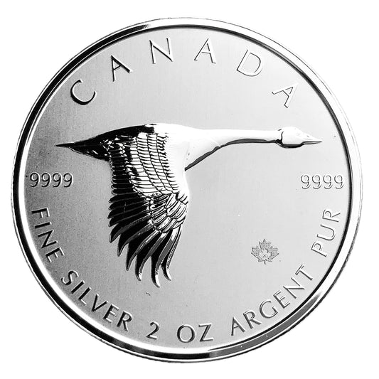 2 ozt Canada Goose in Flight RCM 9999 Fine Silver $10 Coin