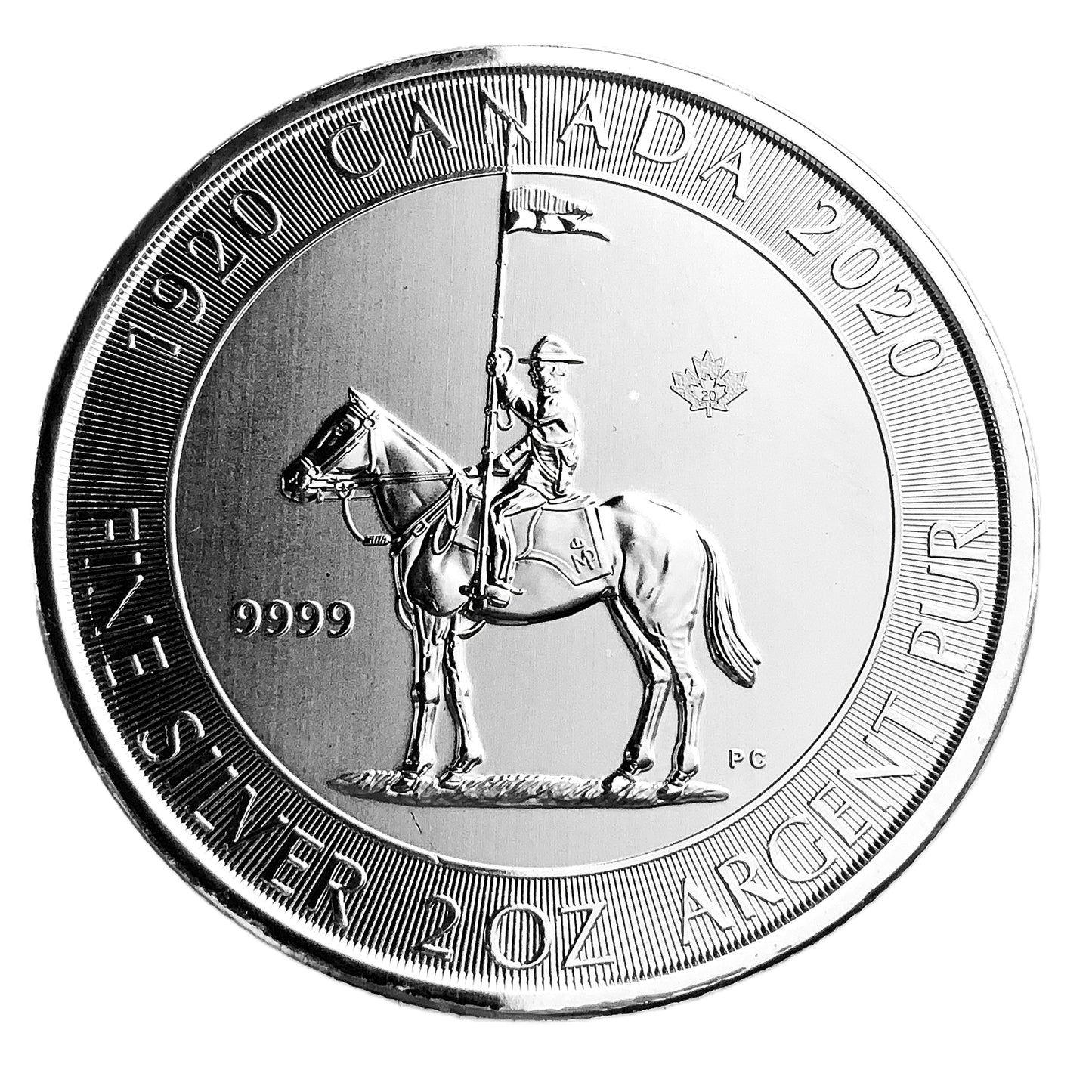 2 ozt RCMP Mounted Police Horseback 9999 Fine Silver $10
