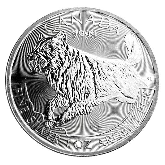 1 ozt Predator Wolf 9999 Fine Silver $5 Coin