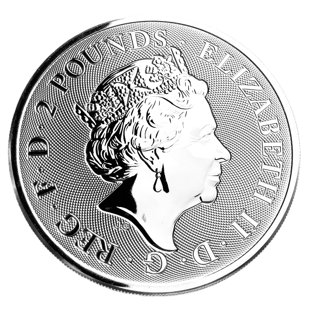 1 ozt British St. George Slaying Dragon 9999 Silver Coin £2