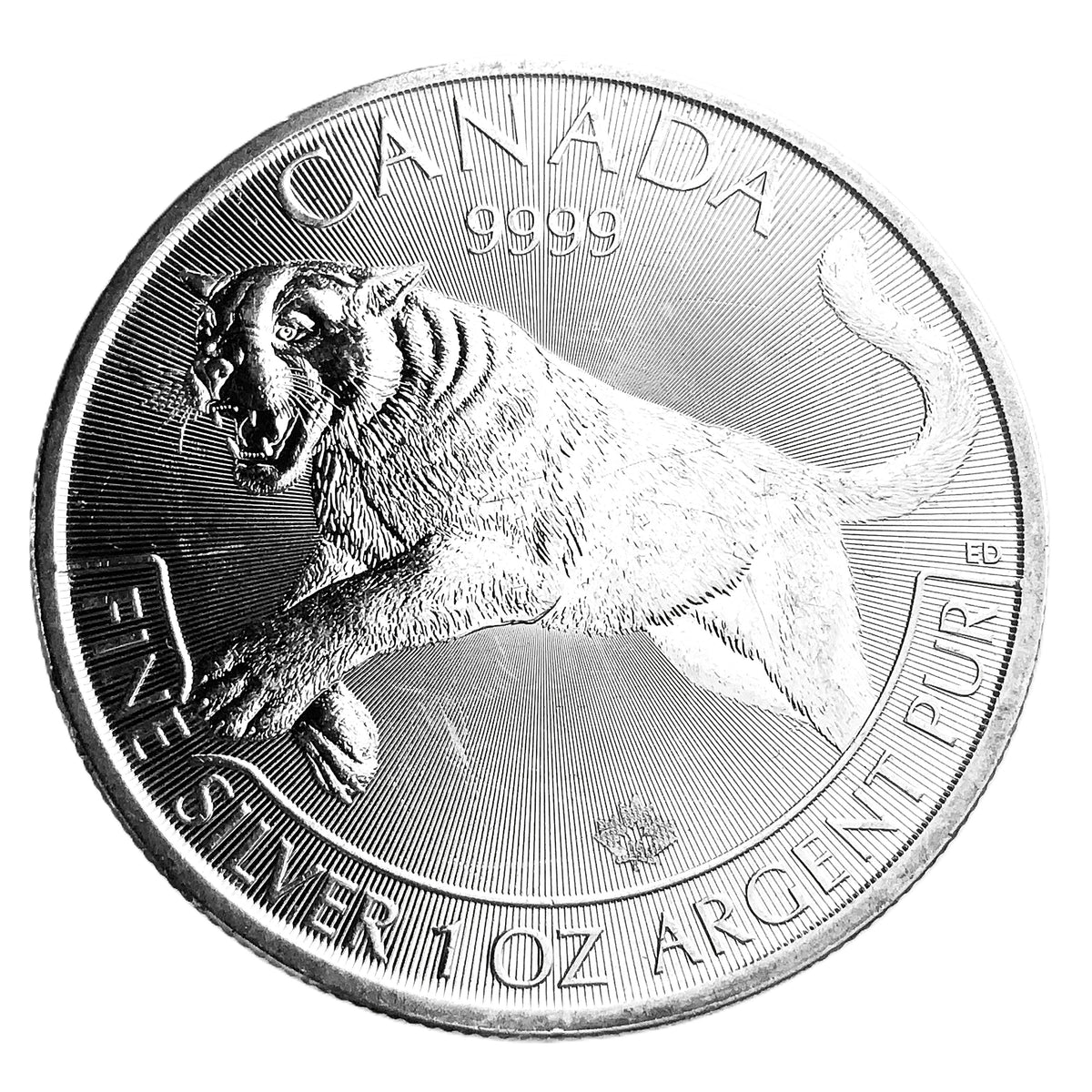 1.5 ozt Canadian Cougar RCM 9999 Fine Silver $5 Coin