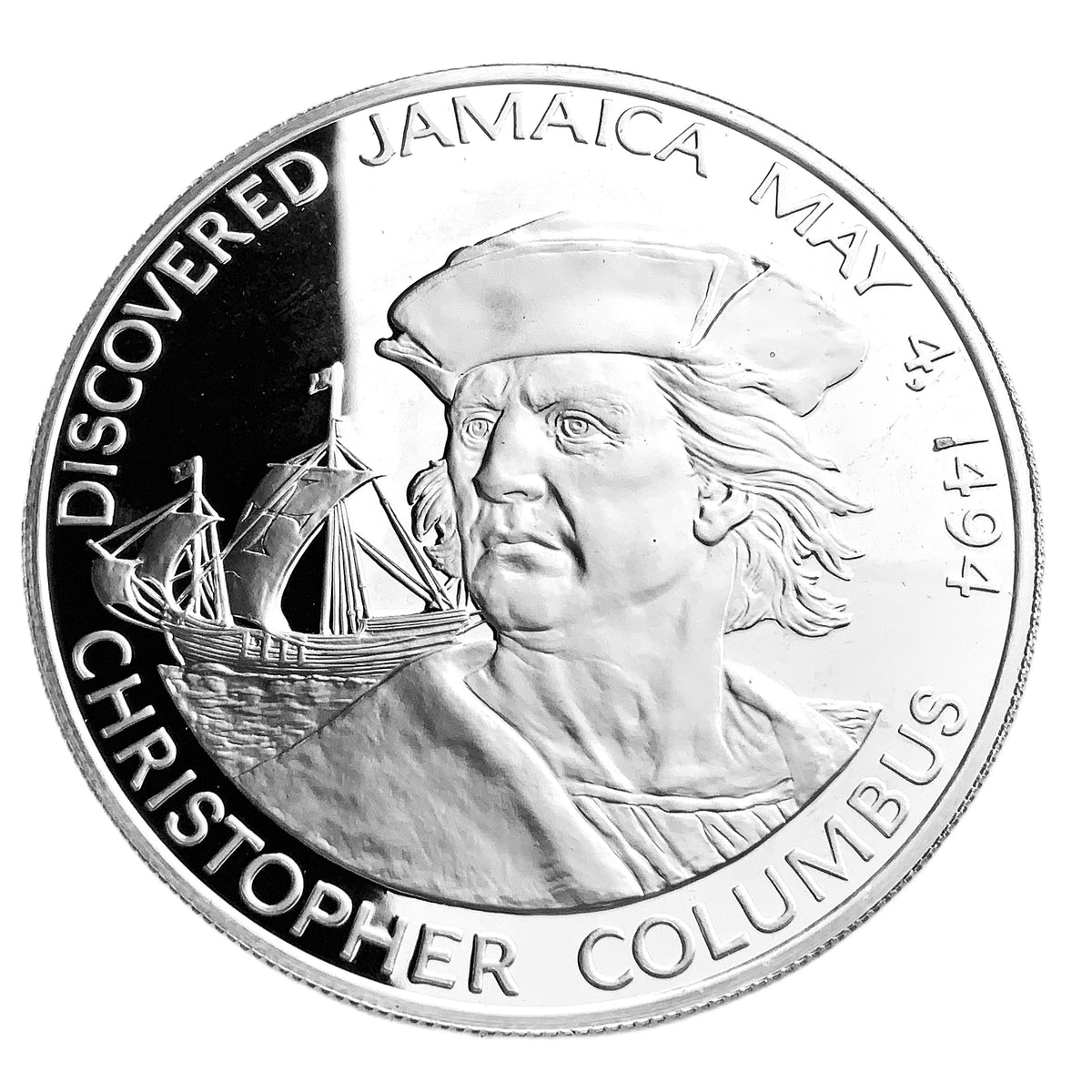 1.28 ozt Jamaica Christopher Columbus $10 Silver Coin