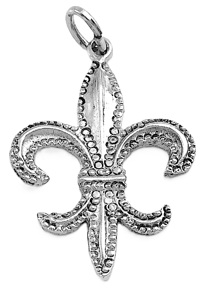 Fleur De Lis Lily France Sterling Silver Pendant Charm 2.1g 1in J003