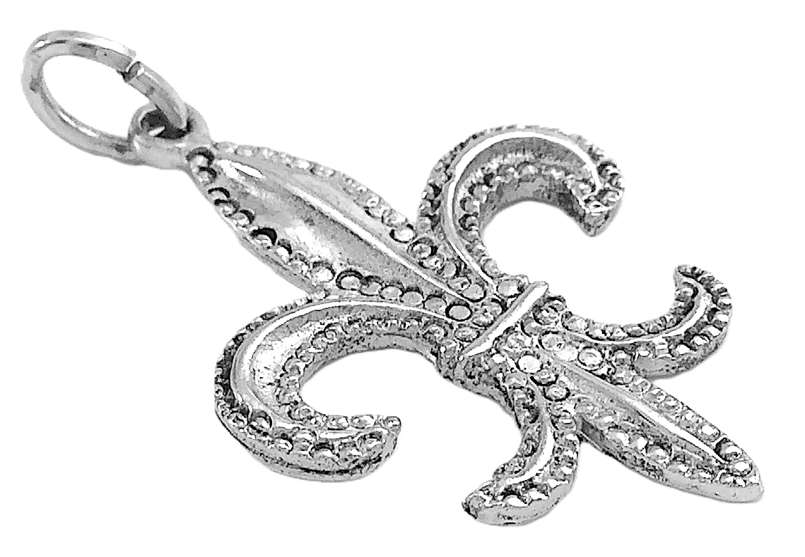 Fleur De Lis Lily France Sterling Silver Pendant Charm 2.1g 1in J003