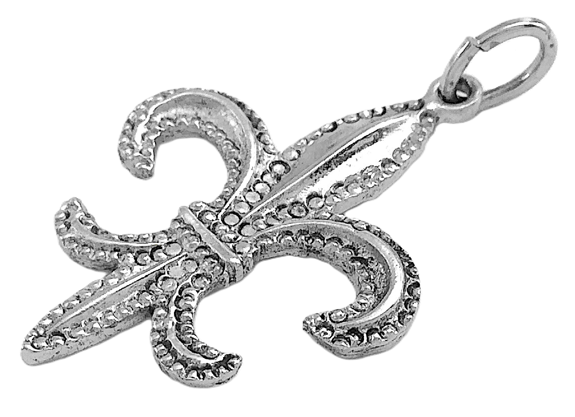 Fleur De Lis Lily France Sterling Silver Pendant Charm 2.1g 1in J003