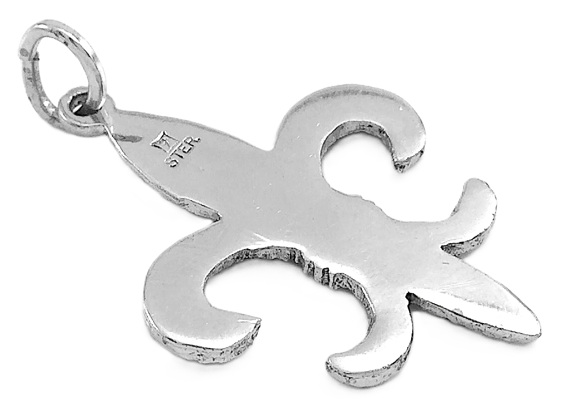 Fleur De Lis Lily France Sterling Silver Pendant Charm 2.1g 1in J003