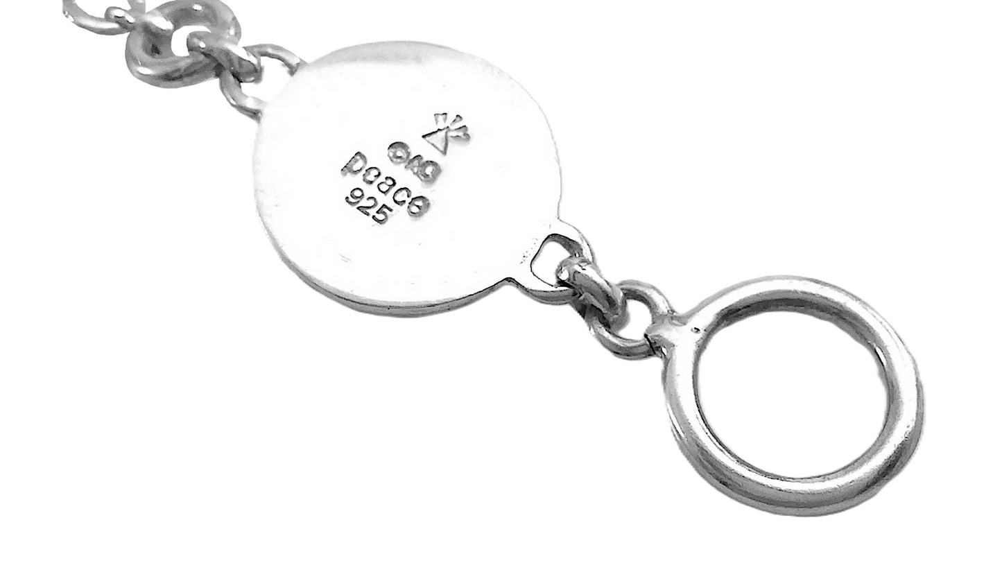 Women Vintage Ladies Sterling Silver Peace Red Garnet Stone Bracelet 7in 22.7g J004