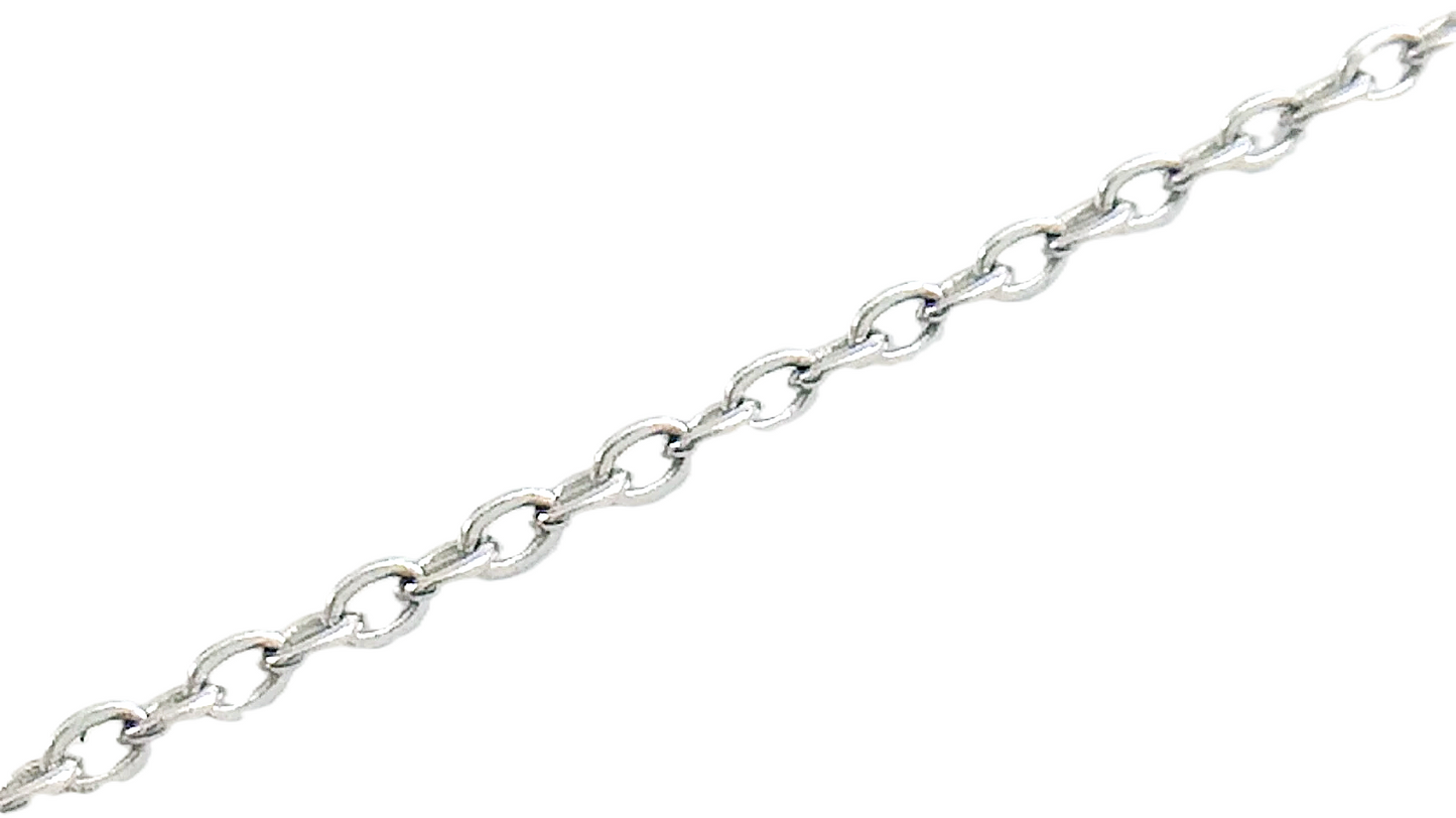 Women Vintage Ladies Marked Sterling Silver Cable Link Chain Round Blue Stone 18in 2.6g J078