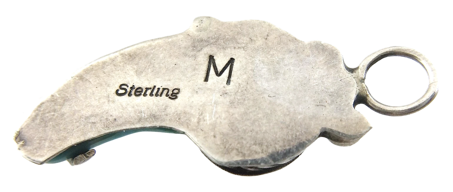 Vintage Unisex Turquoise Stone Sterling Silver Tribal Jewelry Pendant N478