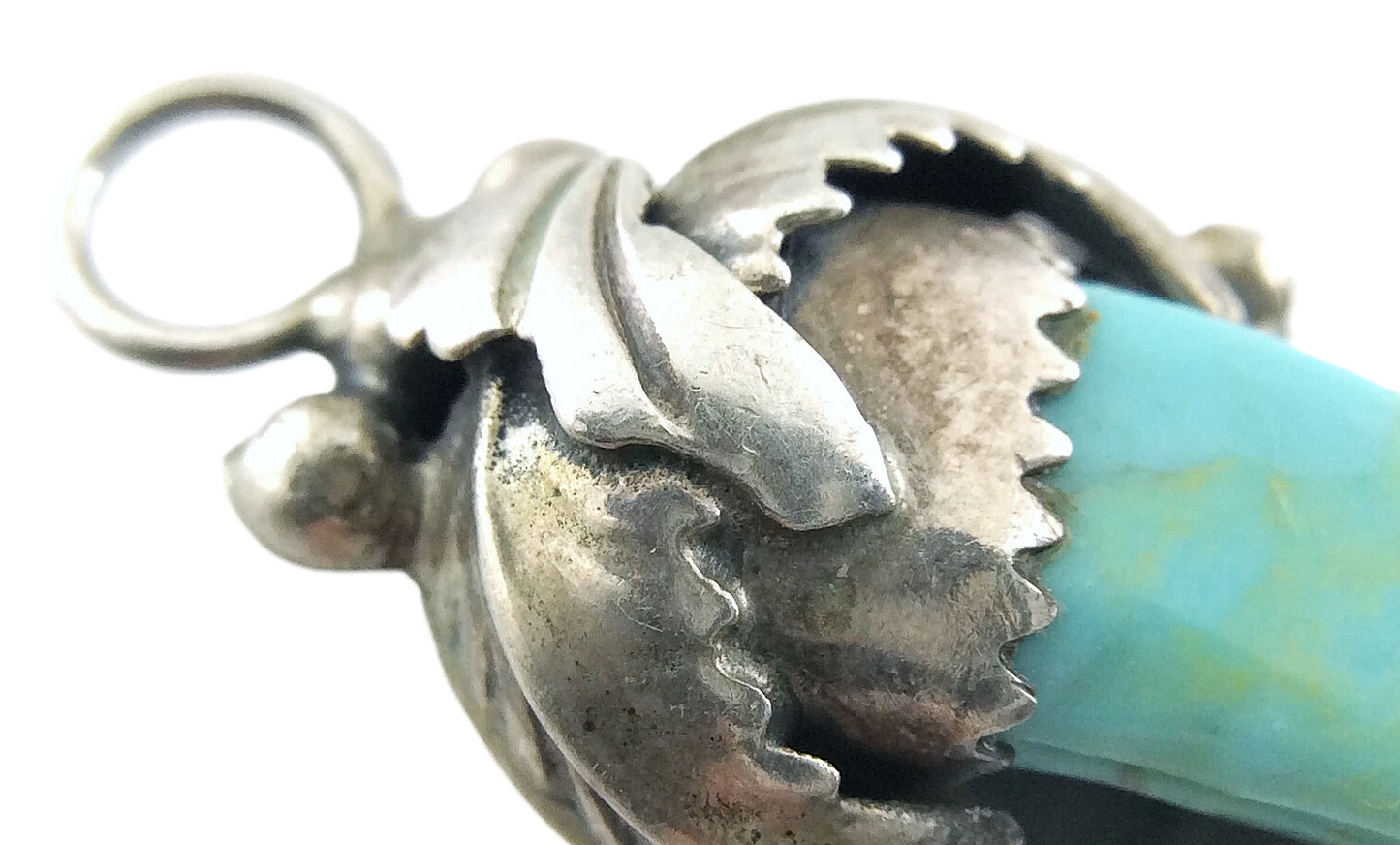 Vintage Unisex Turquoise Stone Sterling Silver Tribal Jewelry Pendant N478